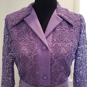 Vintage 1950s Purple Flare A-line Pleated Dress